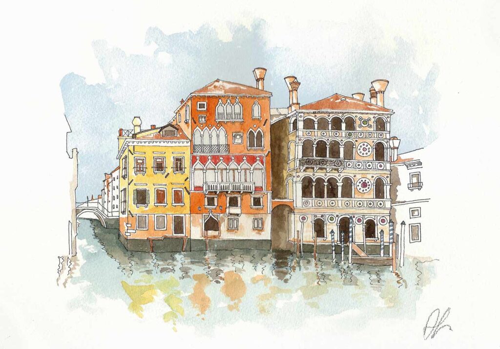 Postcard “Palaces facing the Grand Canal with Palazzo Dario”