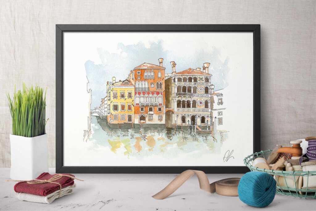 Palaces facing the Grand Canal with Palazzo Dario – Reproduction