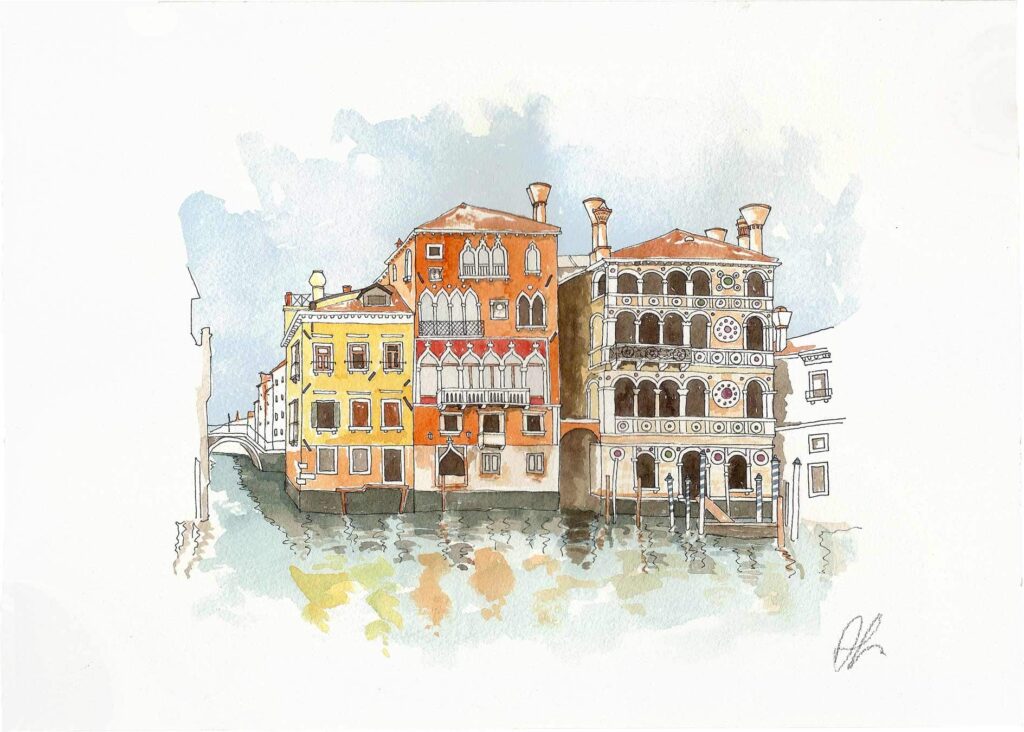 Palaces facing the Grand Canal with Palazzo Dario