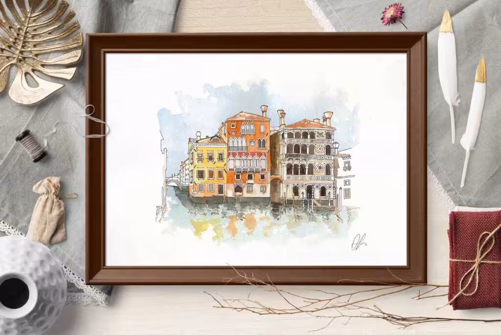 Palaces facing the Grand Canal with Palazzo Dario